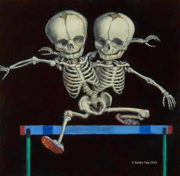 Hurdle Twins, oil on panel, 8x8, 2016 SOLD